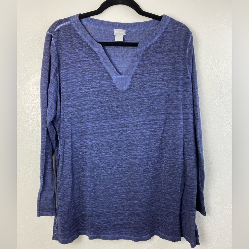 Chico’s Linen Long Sleeve Summer Top women’s size‎ Large